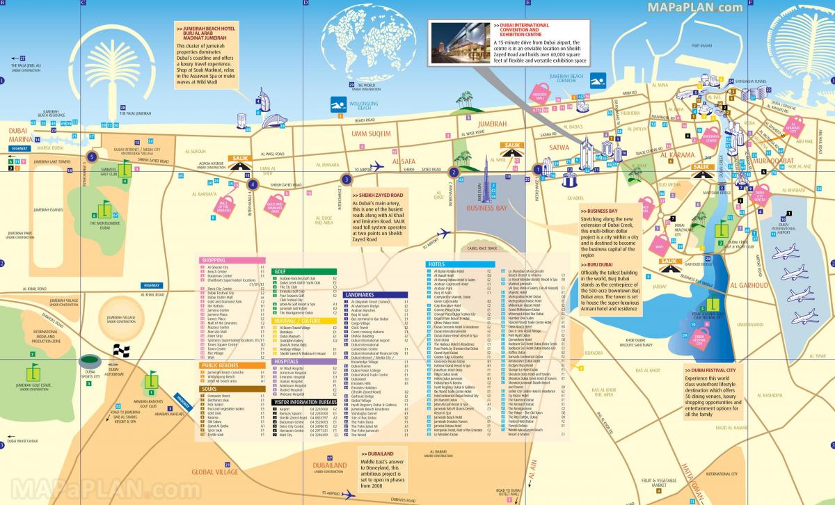 Mappa delle attrazioni di Dubai